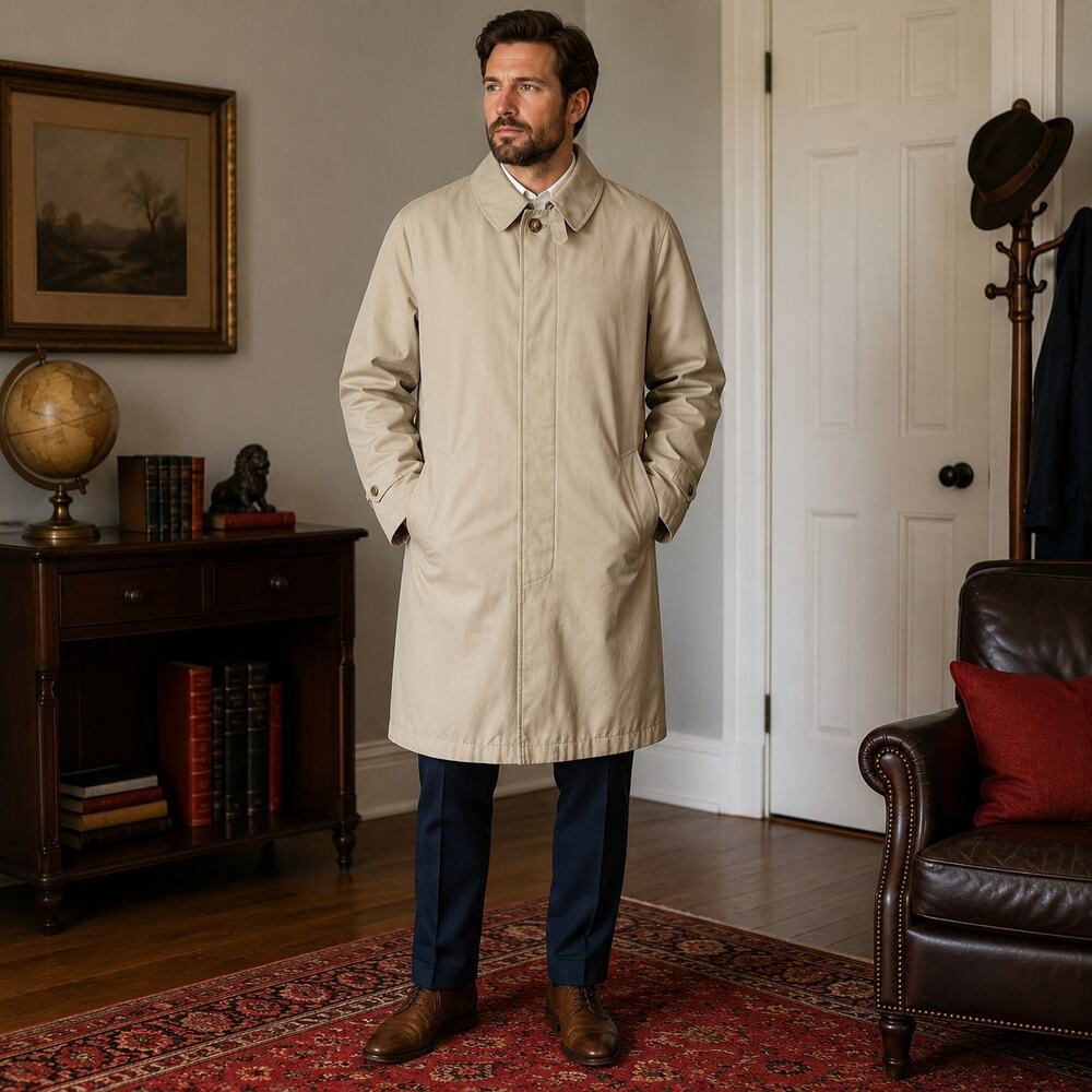 Vintage Stafford Khaki All Weather Coat XL Long Zip Out Liner - XL Long